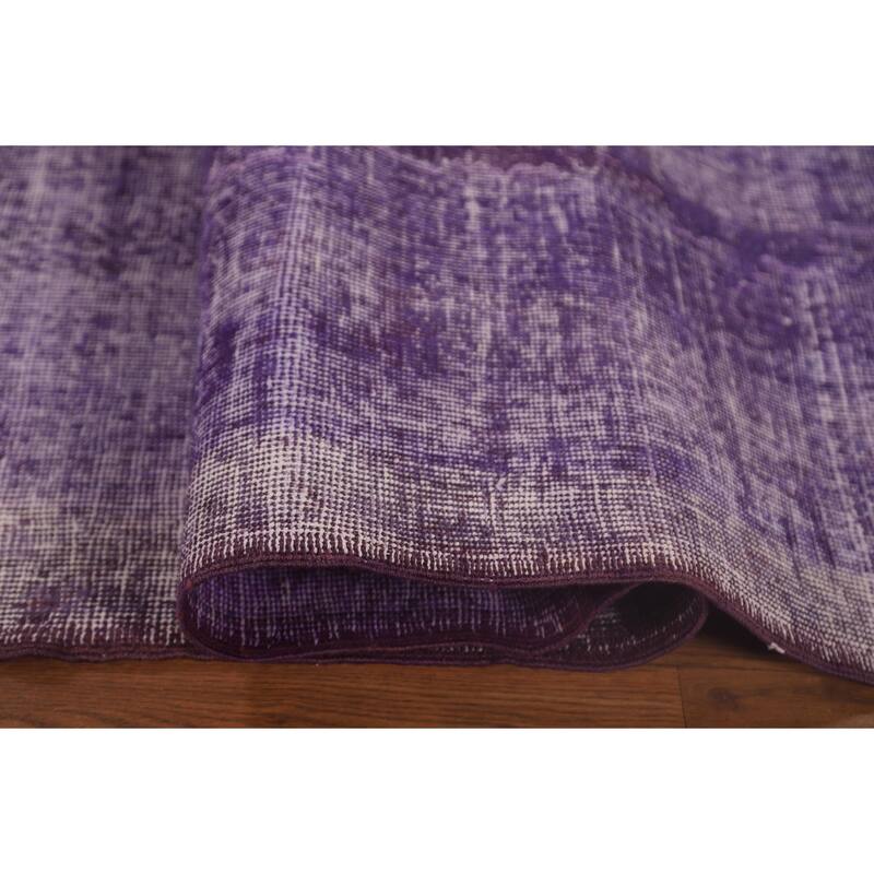 Distressed Anatolian Turkish Vintage Rug Handmade Purple Wool Carpet - 8'1" x 11'8"
