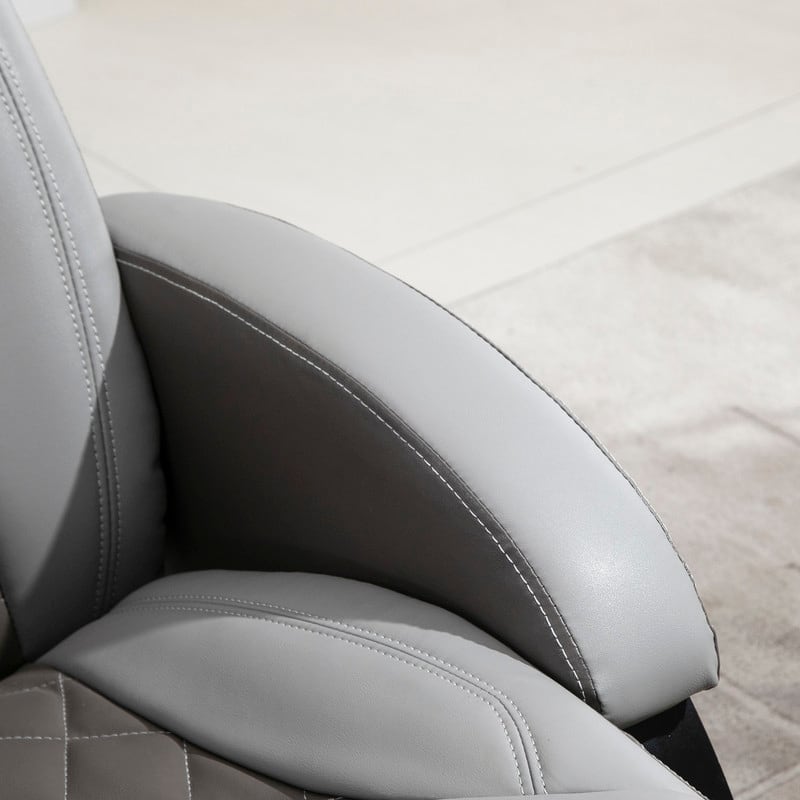 Modern PU Leather Armchair with Footrest, Headrest, and Round Steel/Wood Base