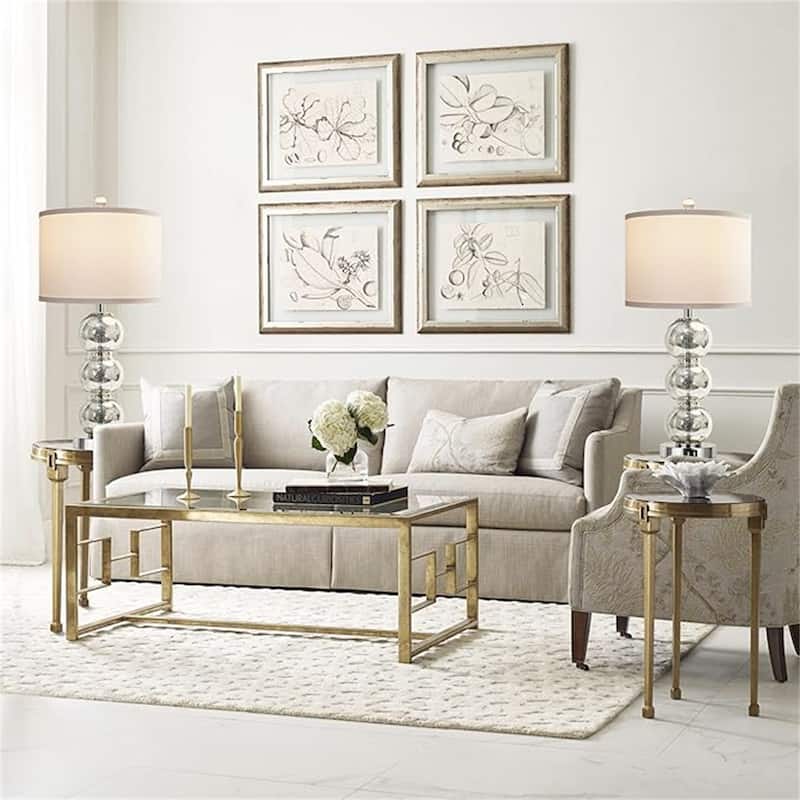 Glass Triple-Sphere 27" Tall Table Lamp Bedside Desk Nightstand Lamp (Set of 2)