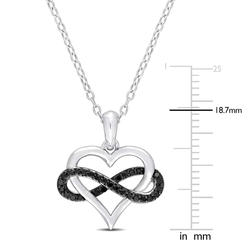 Miadora 1/6ct TDW Black Diamond Heart Infinity Pendant in Sterling Silver Black Rhodium