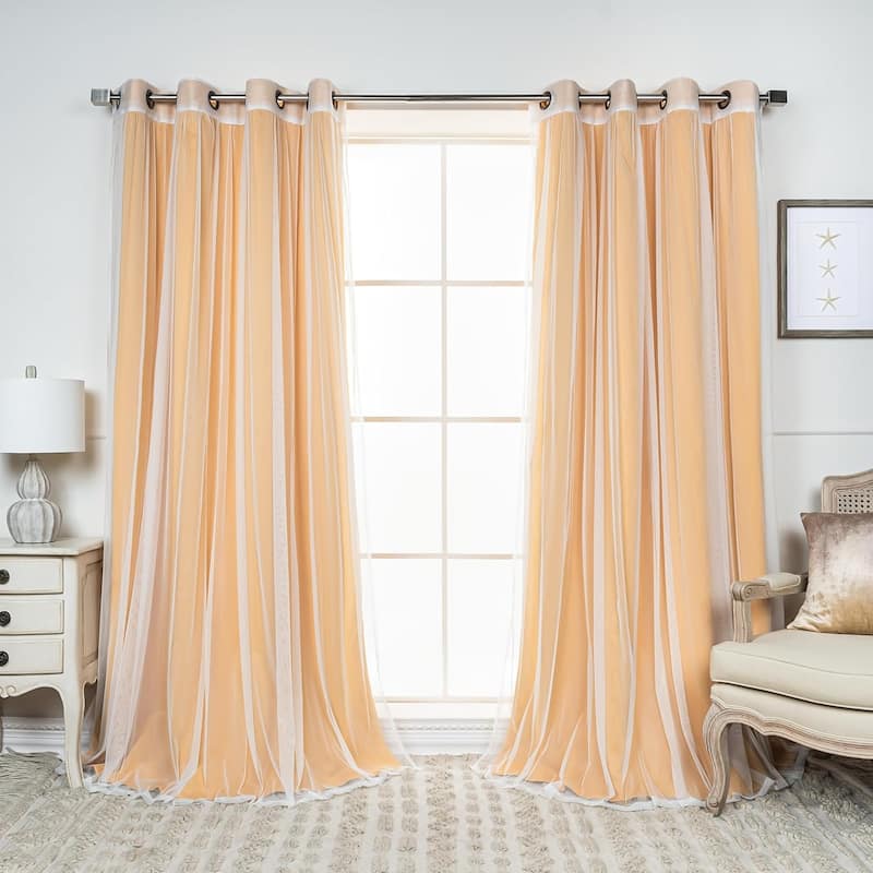 Aurora Home Mix-n-Match Blackout and Tulle Lace 4-pc. Grommet Curtain ...