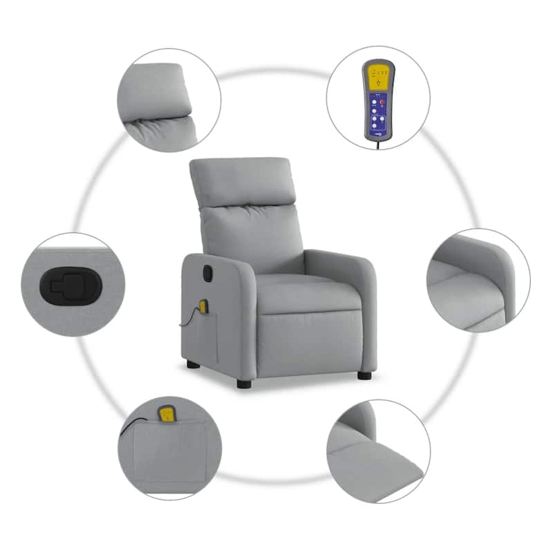 vidaXL Massage Recliner Chair Polyester fabric, metal, plywood