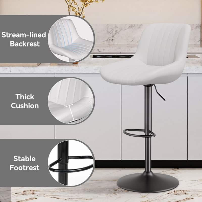 Set of 2 Adjustable Counter Height Swivel Bar Chairs