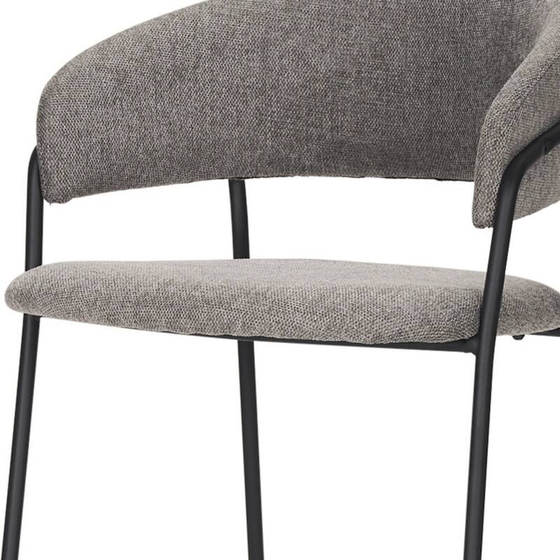 HomeRoots 26" Gray and Black Fabric and Metal Counter Height Bar Chair