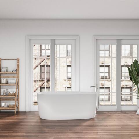 Viana 67" x 31.5" Soaking Bathtub in Matte White Finish - 67" x 31.5" - 67" x 31.5"