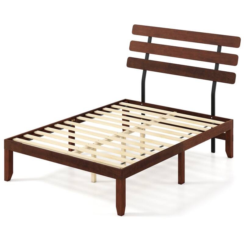 Costway 15.5 Inch Twin/Full/Queen Size Bed Frame with Retro Headboard - Full
