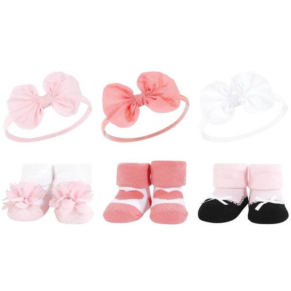 slide 1 of 1, Hudson Baby Infant Girl Headband and Socks Giftset, Blush White, One Size - Blush White Blush White - One Size
