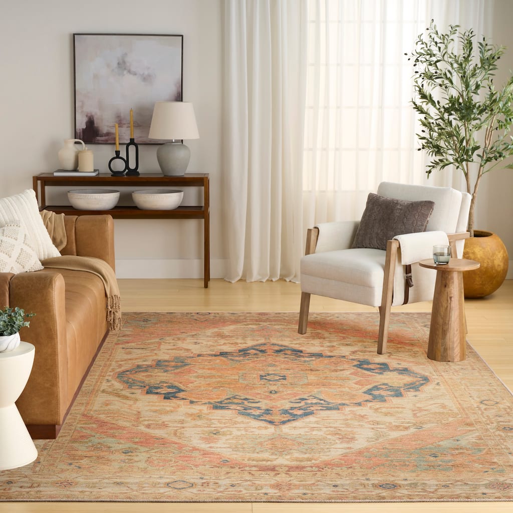 Nourison Vintage Washables Indoor only Multicolored Persian Area Rug