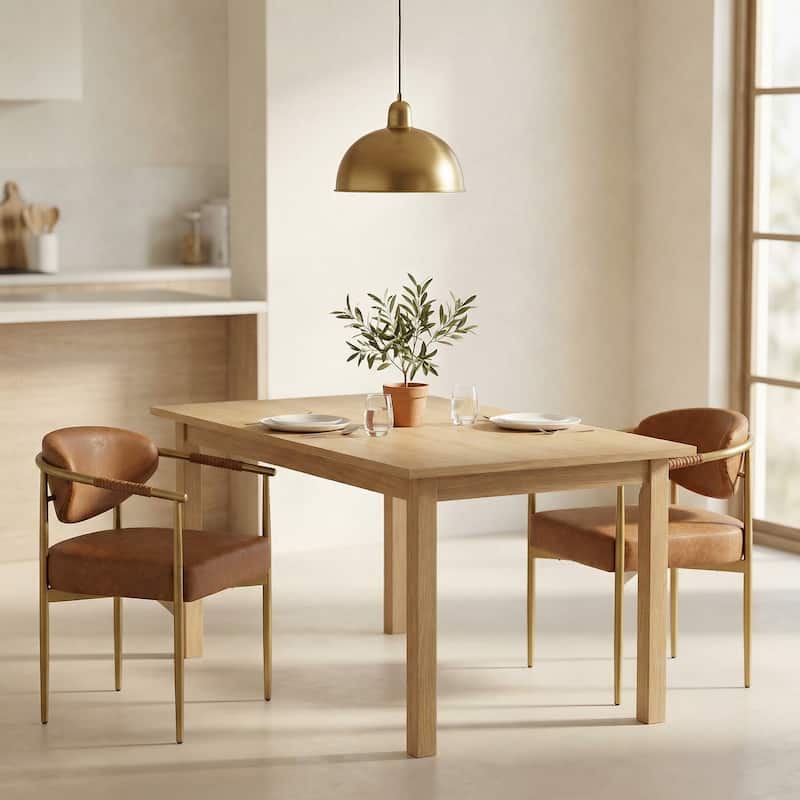 Christopher Knight Home - Thatch Iron-Frame Dining Armchairs with Upholstered Cushion (Set of 2) - Brown