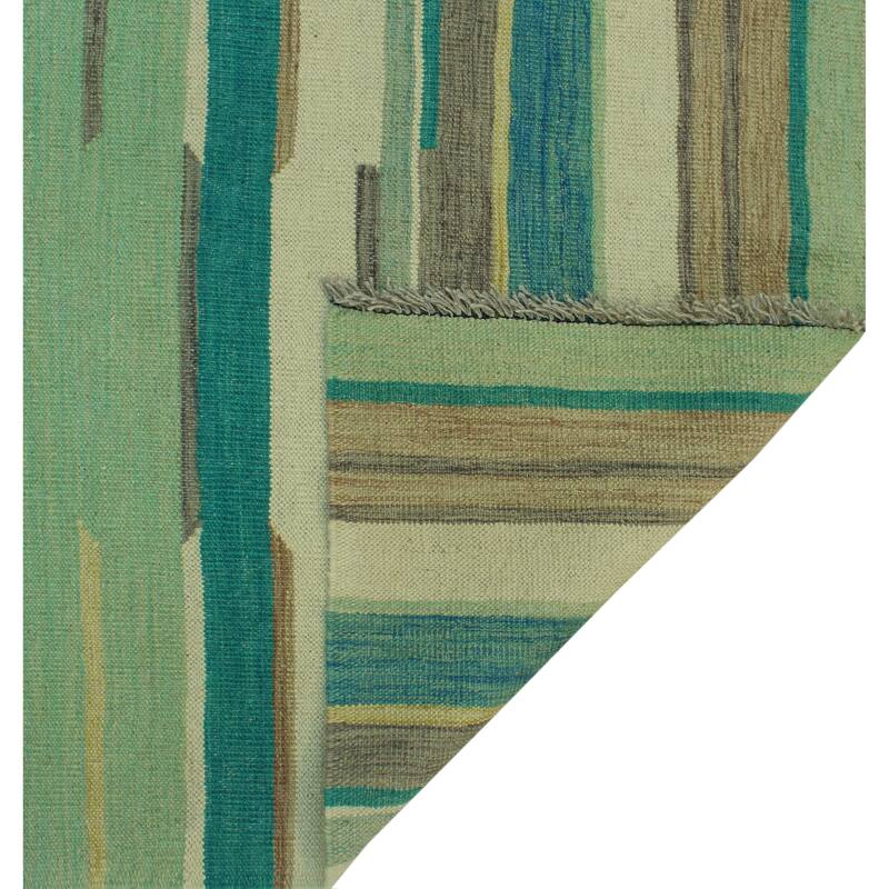 Hand-Woven Winchester Kilim Lanny Ivory/Lt. Green Rug - 8'4" x 11'3"