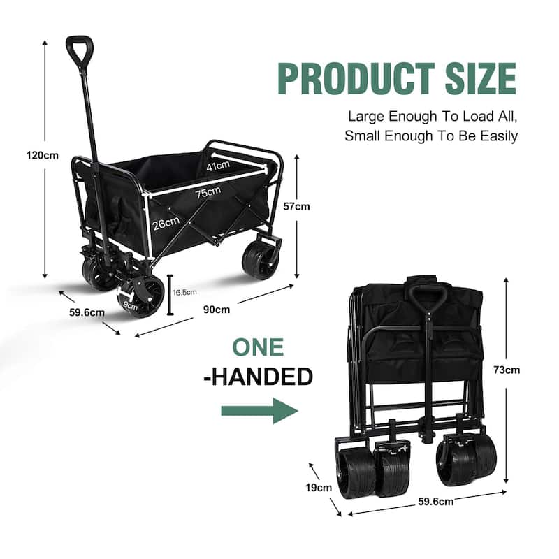 100L Foldable Beach Cart 220Lbs Load with Off-Road Wheels