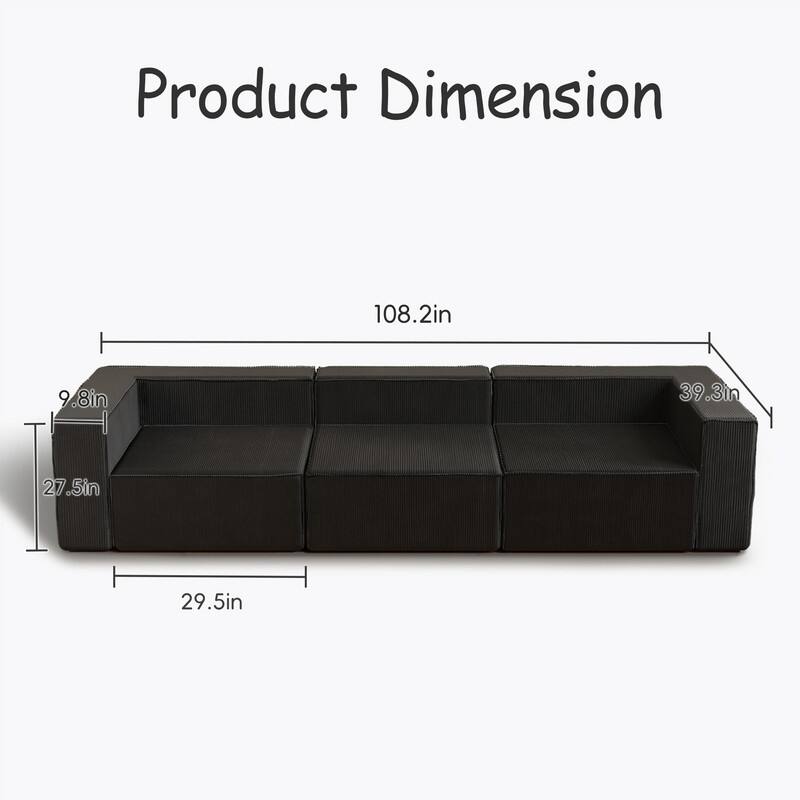 Module Corduroy Three Seater Compression Sofa