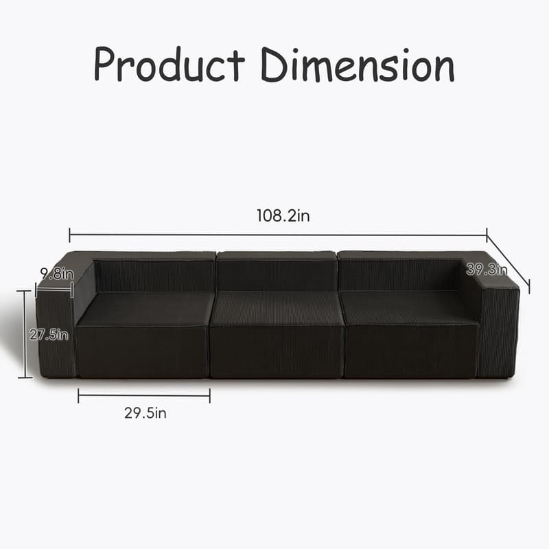 Module Corduroy Three Seater Compression Sofas