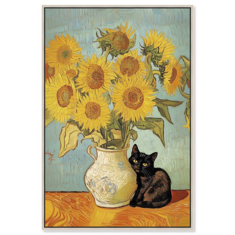 Sunflower Kitten Canvas by Art Remedy - Silver - 30" x 45"