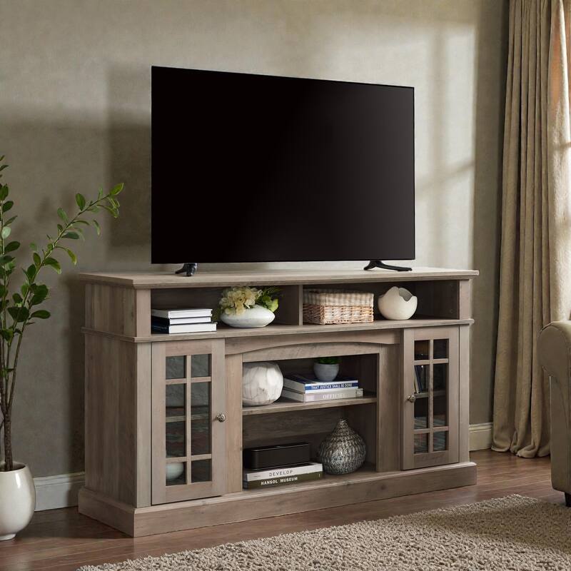 58.25" Classic Espresso TV Stand for 65" TV, Modern Entertainment Console with Open & Closed Storage and Cable Management