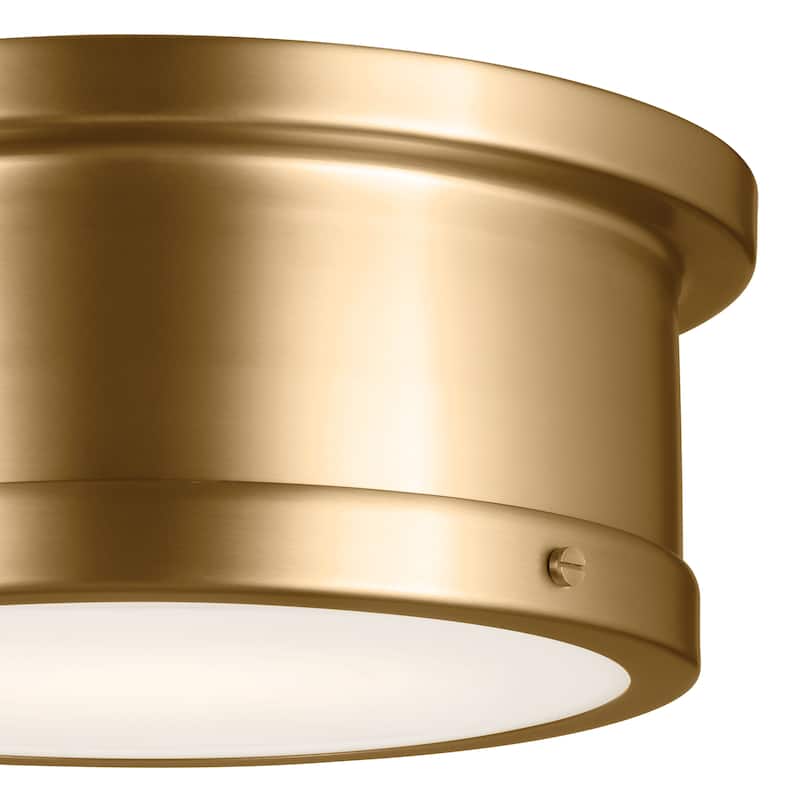 Kichler Lighting Serca 14.25 in. 2-Light Brushed Natural Brass Flush Mount Light