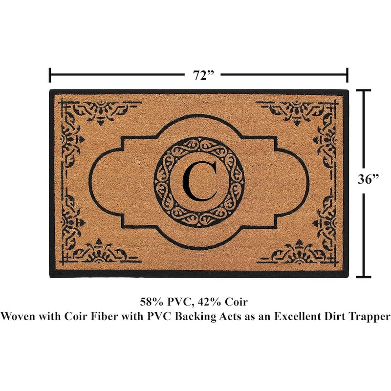 A1HC Natural Coir 36" X 72" Monogrammed Non Slip Welcome Floormats Entrance Coir Double Doormat Monogrammed
