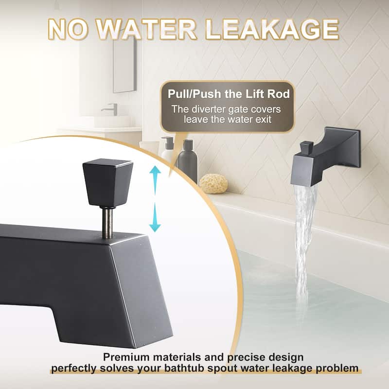 WOWOW Integrated Diverter Square Bathtub Spout in Modern