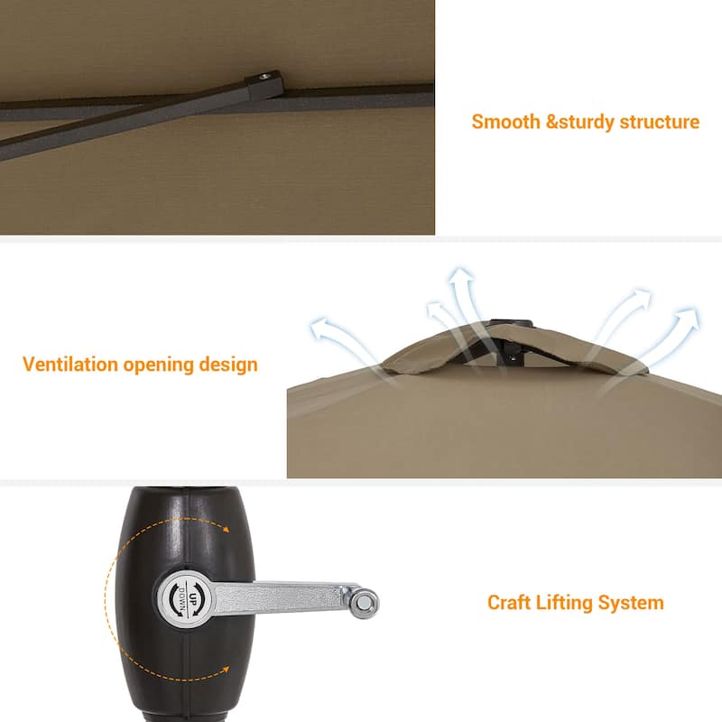 BONOSUKI Aluminum 10 x 6.5ft Patio Market Umbrella,Tilt and Crank