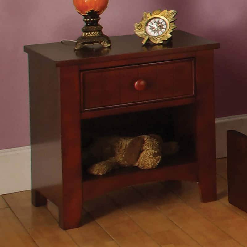 Wooden Nightstand with a Drawer - Cherry