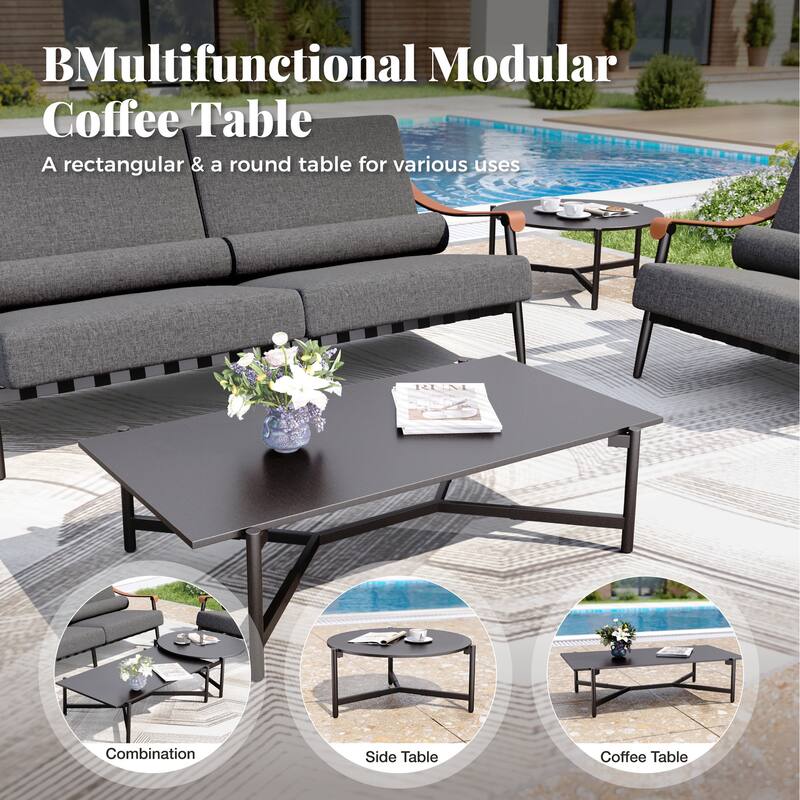 MAISON ARTS 5-Seat Patio Conversation Set, Modern Luxury Metal Outdoor Sofa Set