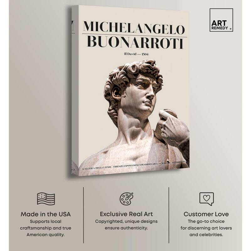 Gaze of Michelangelo's David Canvas by Art Remedy, Gallery Wrapped