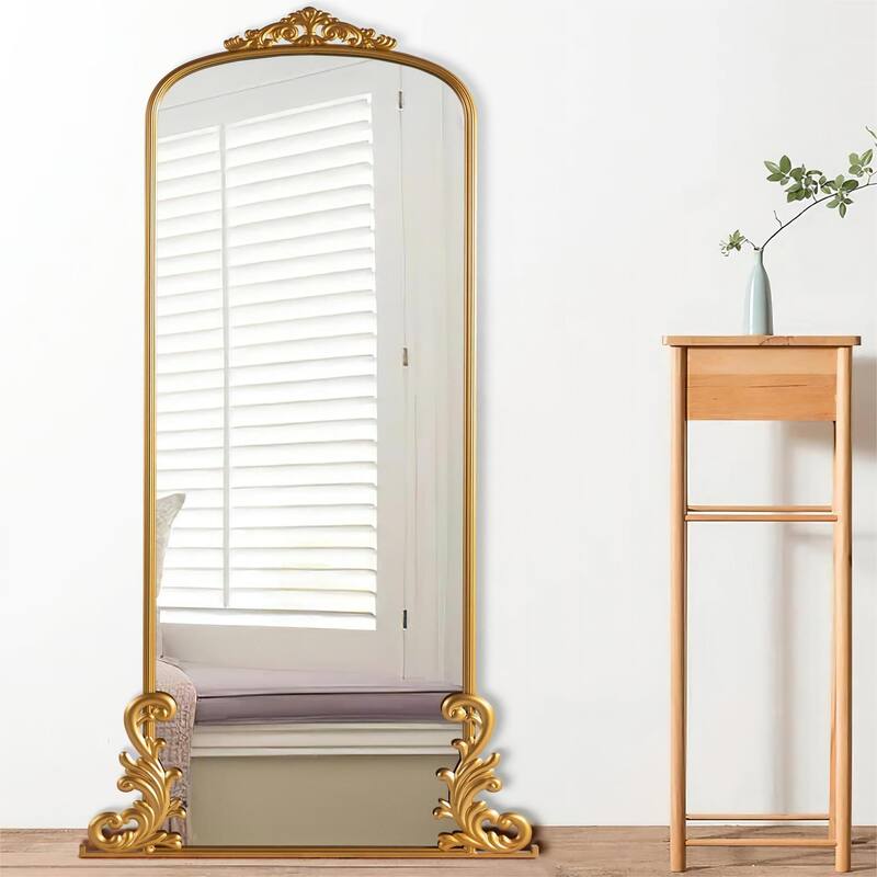 Iron Arched Carved Classical Full Length Wall Mirror