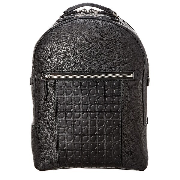 Shop Salvatore Ferragamo Gancini Logo Leather Backpack ...