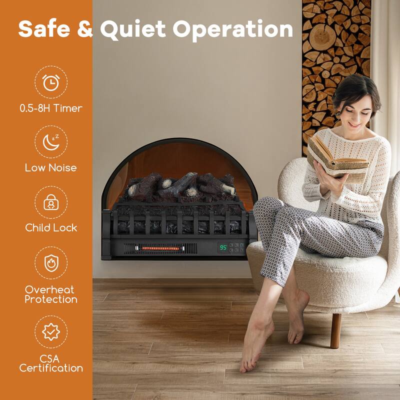 Costway 23" Electric Fireplace Heater Fireplace Logs Inserts Infrared - See Details