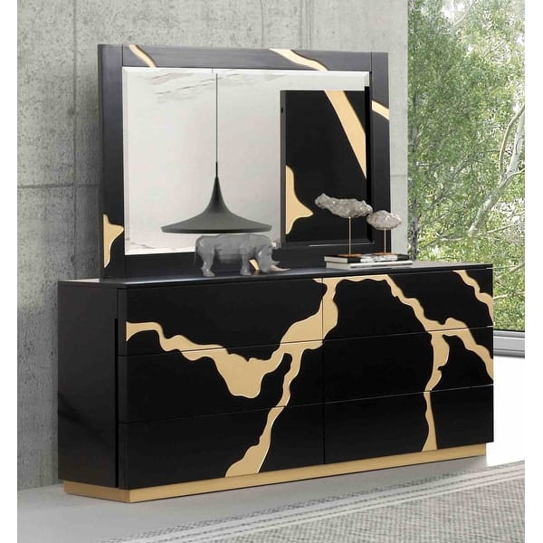 black and gold dresser and nightstand set MOUMON Nightstands of 2 Side Table Bedside Table 3 Drawer Dresser, Large with Gold Metal Legs, Modern & Contemporary, for Bedroom (31.5w x 15.7D x 29.7H) The Blake collection combines style and elegance with many beautiful features Furniture of America Saven Modern