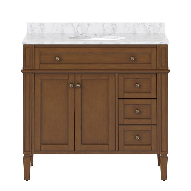 36/48/60 in. Bathroom Vanity with Ceramic Undermount Sink, Wood Cabinet, and storage drawers