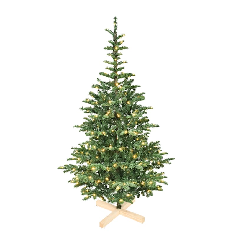 HomeRoots 7' Pre Lit Sparse Fir Christmas Tree - Green - 55.00 in. x 84.00 in. x 55.00 in.