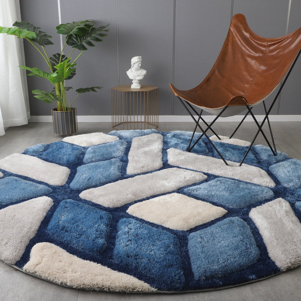 Mateos Shag Collection Blue Area Rug
