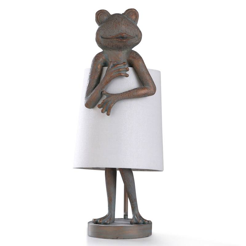 Malta Table Lamp - Dark Sage and Aged Copper Metal Frog - Dark Sage, Aged Copper
