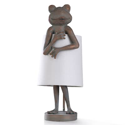 Malta Table Lamp - Dark Sage and Aged Copper Metal Frog