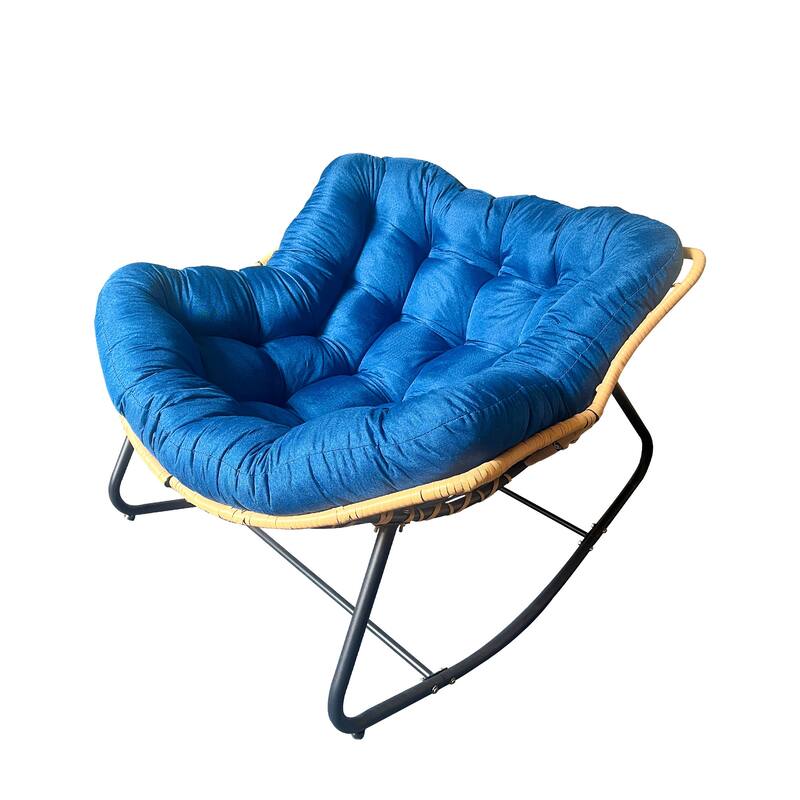 Outdoor Rocking Chair, Patio Egg Rocking Chair, Rattan Wicker Lounge Chair, for Bedroom, Living Room, Porch, Garden
