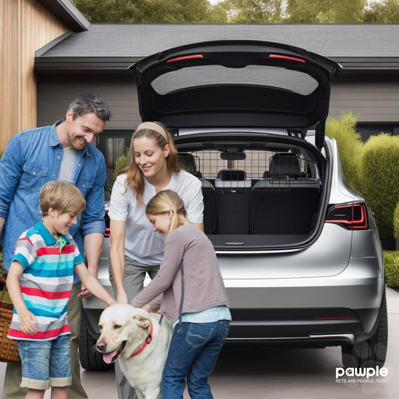 Pawple Dog Car Barrier for Tesla Model Y, Adjustable Large Pet Divider - Black