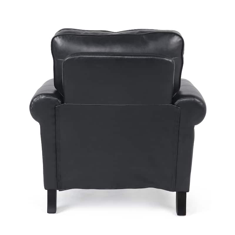 Leather Chair Club Chair Black Dressing Chair Sofa Side Chair Reception Chair Club Chair with Nailhead Trim