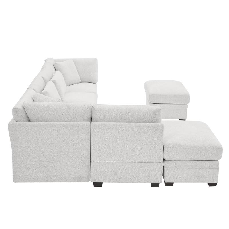 Christopher Knight Home - Modular Comfort Reversible Fabric Sectional Sofa with Ottoman, Beige (7-Piece Set)