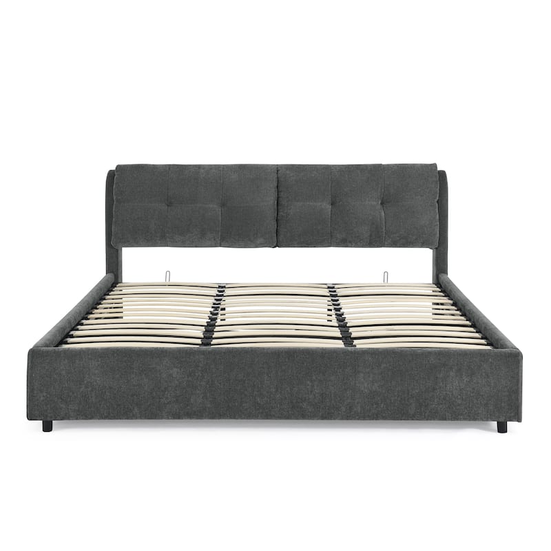 King Size Hydraulic Storage Upholstered Bed with Headboard