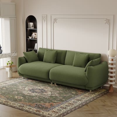 Modern Style 86.6" Teddy Velvet Upholstered Water Chestnut Sofa