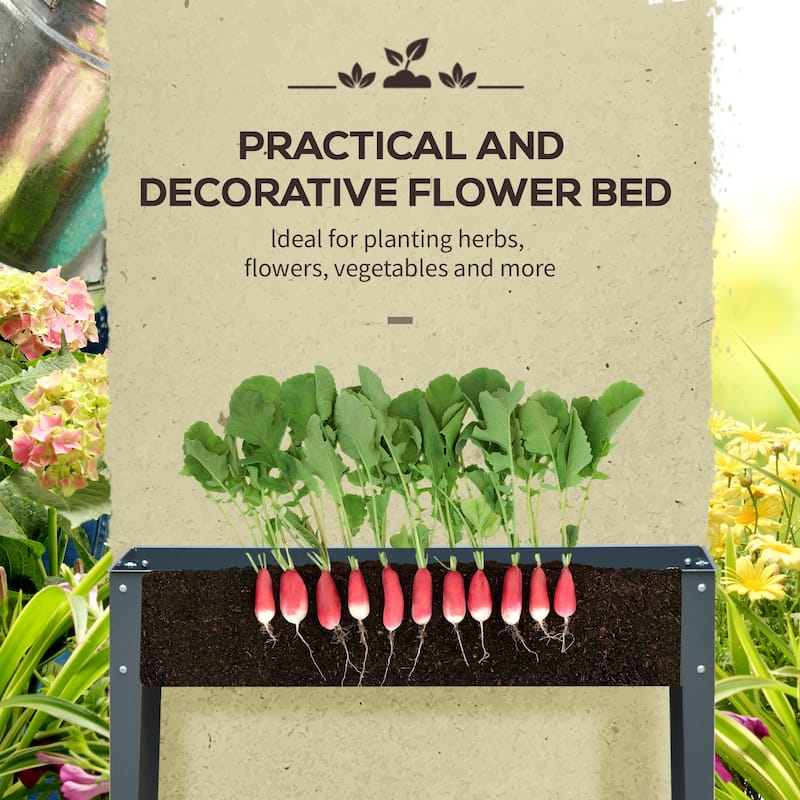 Outsunny Metal Raised Garden Bed