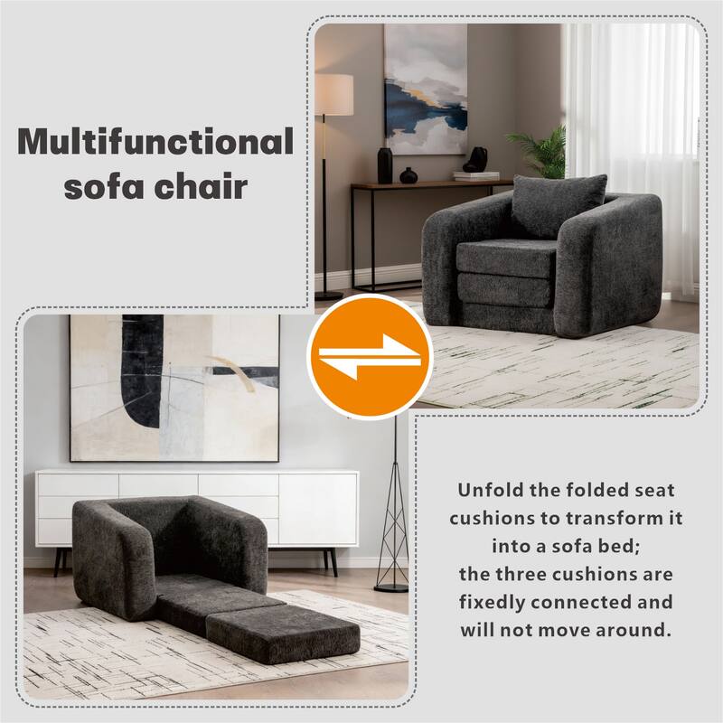 40"W Single Foldable Sofa Bed Equipped with Armrest and Backrest