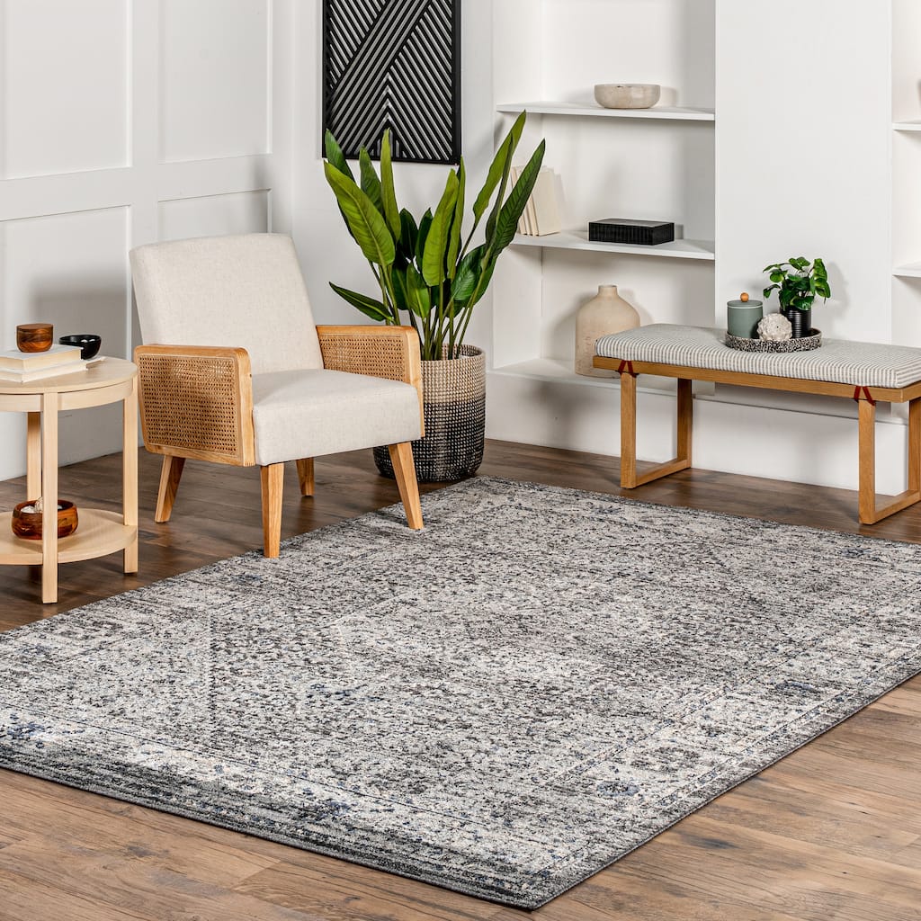 Nuloom Traditional Classical Lavish Versaille Blooming Ombre Faded Frame Area Rug