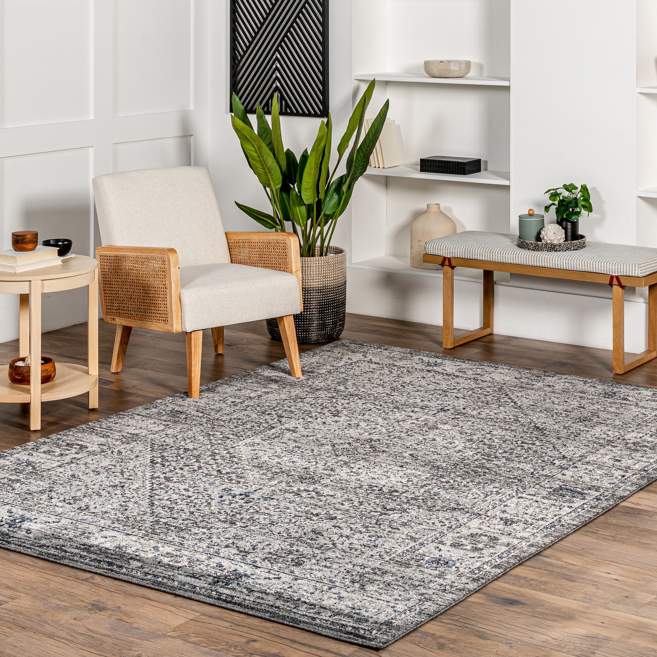 Nuloom Traditional Classical Lavish Versaille Blooming Ombre Faded Frame Area Rug