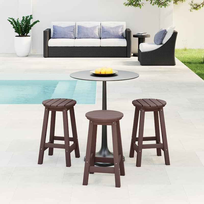 Polytrends Laguna Hdpe All Weather Outdoor Patio 24" Round Counter Stool (Set Of 3)