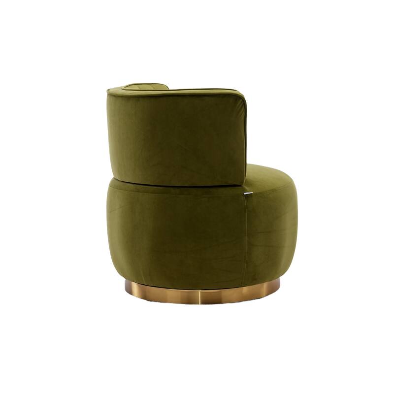 360° Swivel Velvet Barrel Sofa Chair with Wide Upholstered and Angled Armrests