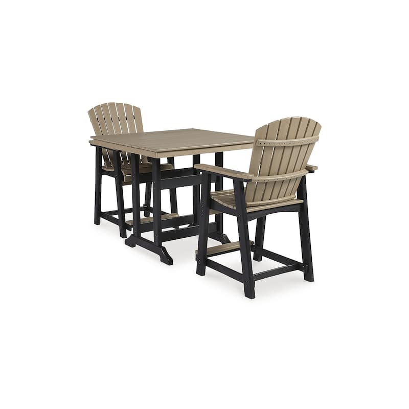 Signature Design by Ashley Fairen Trail Black/Driftwood 3-Piece Outdoor Dining Package - 42"W x 42"D x 37"H