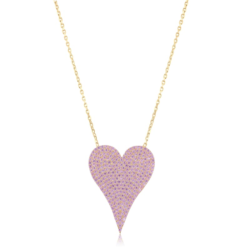 SHYMI Large Pave Heart - Light Pink & Gold