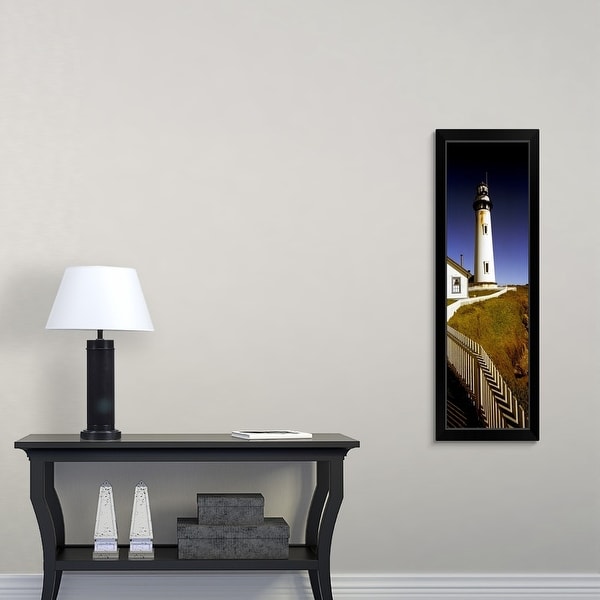 "Lighthouse on a cliff, Pigeon Point Lighthouse, California" Black Framed Print